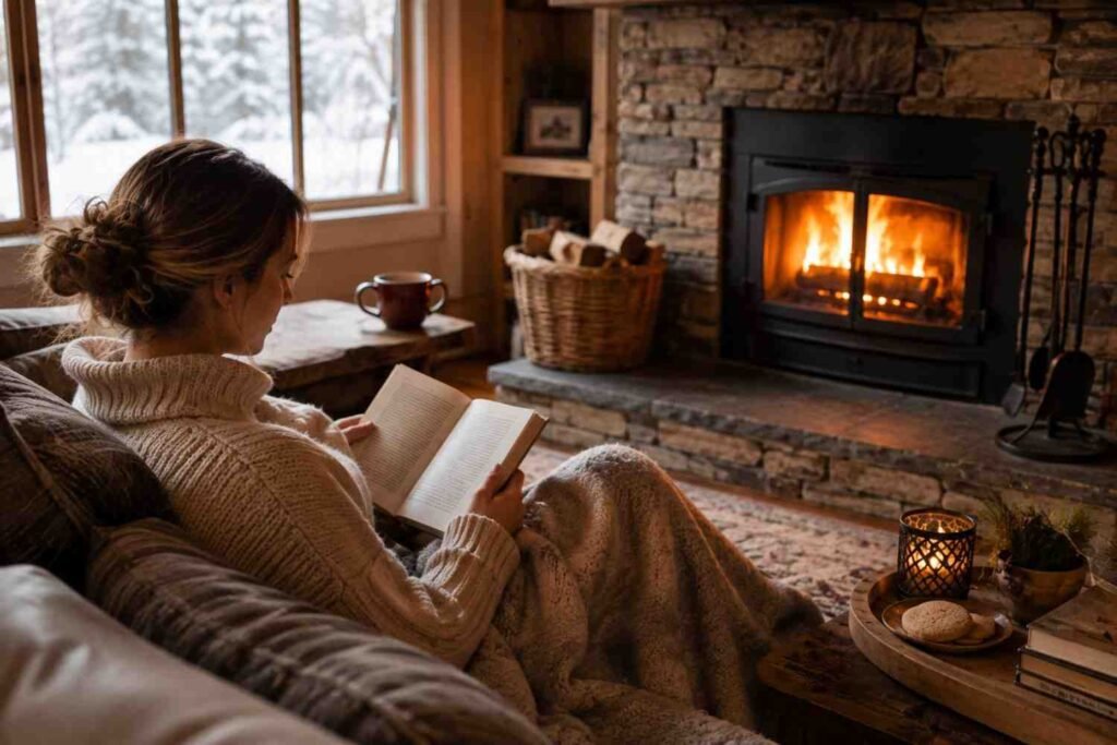 Reading by the Fireplace